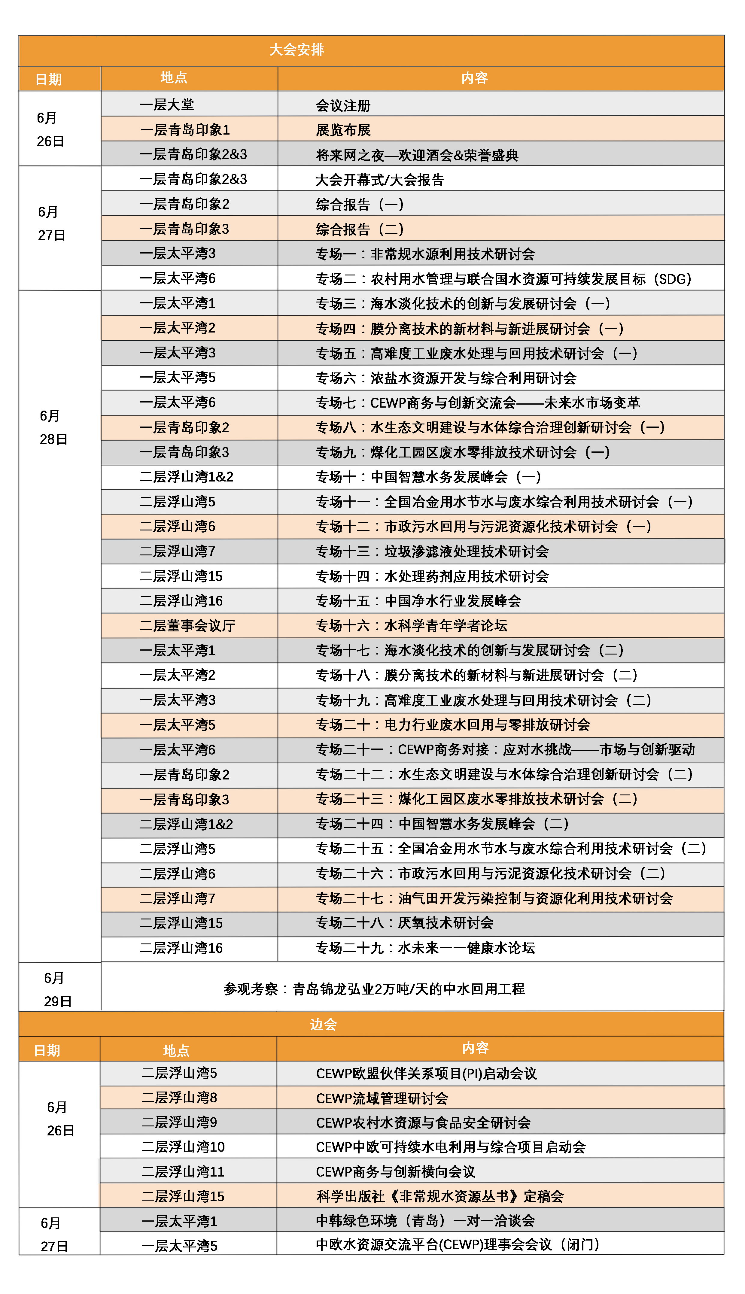 大會(huì)日程表